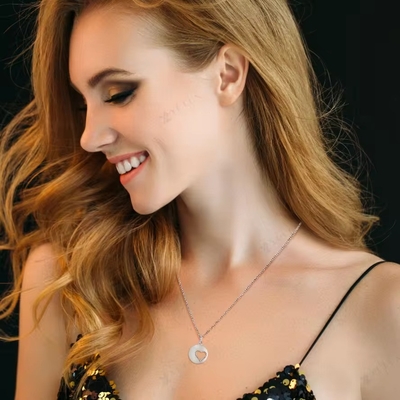 YASVITTI Romantis 925 Sterling Perak Kalung Rodium Plated Coin Hollow Cinta Hati Pendant Kalung untuk Valentine's Da