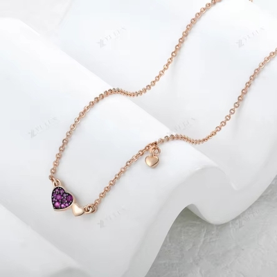 YASVITTI Hari Valentine Perhiasan Hadiah 925 Sterling Perak Kalung Permata Berlian Mawar Kalung Hati Dilapis Emas
