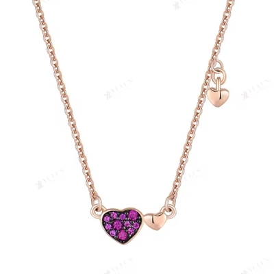YASVITTI Hari Valentine Perhiasan Hadiah 925 Sterling Perak Kalung Permata Berlian Mawar Kalung Hati Dilapis Emas