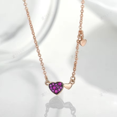 YASVITTI Hari Valentine Perhiasan Hadiah 925 Sterling Perak Kalung Permata Berlian Mawar Kalung Hati Dilapis Emas