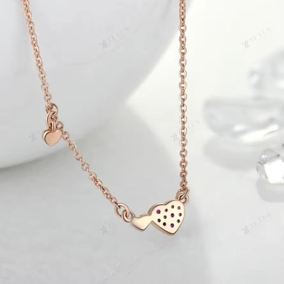YASVITTI Hari Valentine Perhiasan Hadiah 925 Sterling Perak Kalung Permata Berlian Mawar Kalung Hati Dilapis Emas