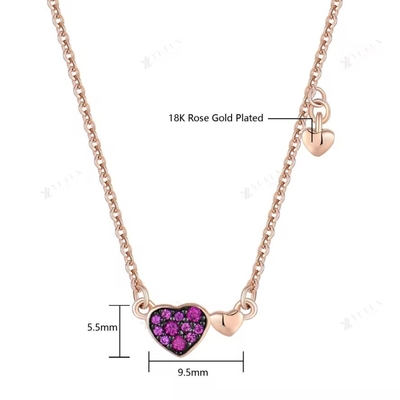 YASVITTI Hari Valentine Perhiasan Hadiah 925 Sterling Perak Kalung Permata Berlian Mawar Kalung Hati Dilapis Emas