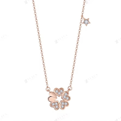 YASVITTI 925 Sterling Perak Kalung Wanita Bintang Pesona Perhiasan halus Bentuk Bunga 14K Rose Gold Plated Heart Kalung