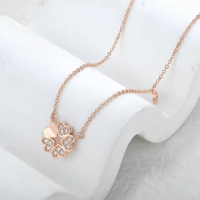 YASVITTI 925 Sterling Perak Kalung Wanita Bintang Pesona Perhiasan halus Bentuk Bunga 14K Rose Gold Plated Heart Kalung