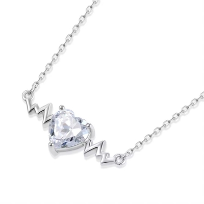 YASVITTI 925 Sterling Perak Detak Jantung Kalung Bentuk Jantung 8A Zircon Kubik Perhiasan Wanita Untuk Hadiah