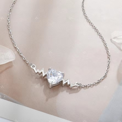 YASVITTI 925 Sterling Perak Detak Jantung Kalung Bentuk Jantung 8A Zircon Kubik Perhiasan Wanita Untuk Hadiah