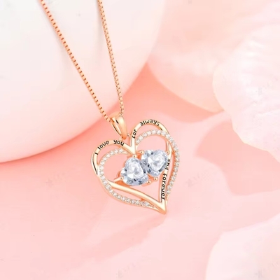 YASVITTI 925 Sterling Silver Eternal Love Heart Pendant Kalung Pemandangan Pemandangan Pemandangan Pemandangan CZ