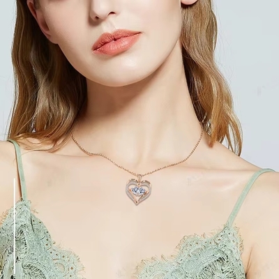 YASVITTI 925 Sterling Silver Eternal Love Heart Pendant Kalung Pemandangan Pemandangan Pemandangan Pemandangan CZ