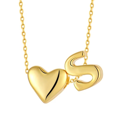 YASVITTI Perhiasan Awal Pribadi Emas Surat Cinta S Pendant 925 Sterling Silver Heart Awal Pendant Untuk Wanita