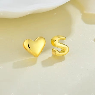 YASVITTI Perhiasan Awal Pribadi Emas Surat Cinta S Pendant 925 Sterling Silver Heart Awal Pendant Untuk Wanita