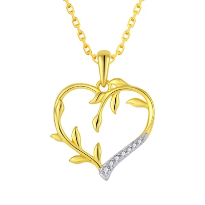 YASVITTI Custom 18K Gold Plating Heart Leaf Pendant Kalung 925 Perak Perhiasan halus