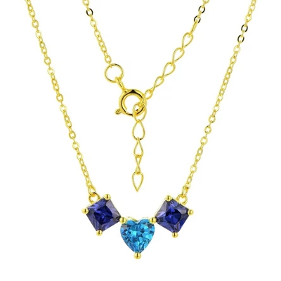 YASVITTI 925 Sterling Silver Multicolored Heart-shaped Zirconia Pendant Necklace Rhodium Plated Jewelry Wholesale