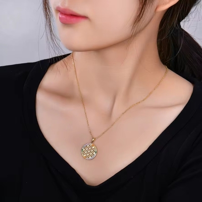 YASVITTI 925 Sterling Silver Flower of Life Rainbow CZ Pendant Kalung Yoga dan Meditasi Kalung Perhiasan Grosir