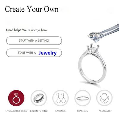 Putih Jelas Perhiasan Warna Moissanite Heart Arrow Radiant Ring Cut