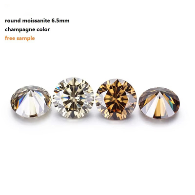 Forever Brilliant Moissanite Berlian 1 Karat Bulat Berlian Cut Cahaya Warna Champagne