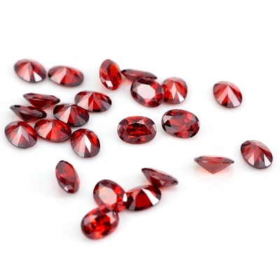 8*12mm Moissanite berwarna Oval Darah Merah Kristal Kaca Moissanite untuk cincin pertunangan
