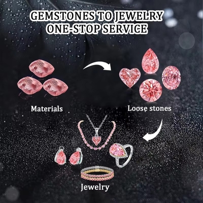 Merah Radiant Cut Berlian Lepaskan Moissanite Perhiasan Pink terang Lab Tumbuh Berlian Moissanite