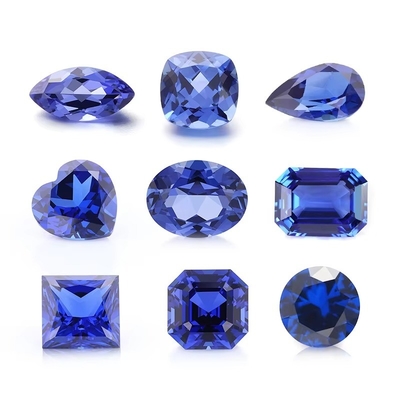 Lab Tumbuh Royal Blue Sapphire Cushion Potong Bentuk Pear Oval Untuk Membuat Perhiasan