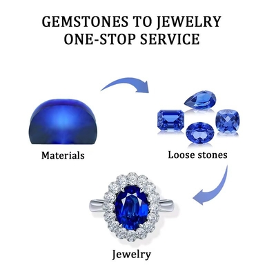Lab Tumbuh Royal Blue Sapphire Cushion Potong Bentuk Pear Oval Untuk Membuat Perhiasan