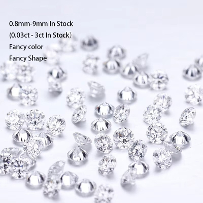 0.8-3.3mm Bulat Brilliant Cut Man Made Diamond Moissanite DEF VVS VS Laboratorium Berlian Tumbuh