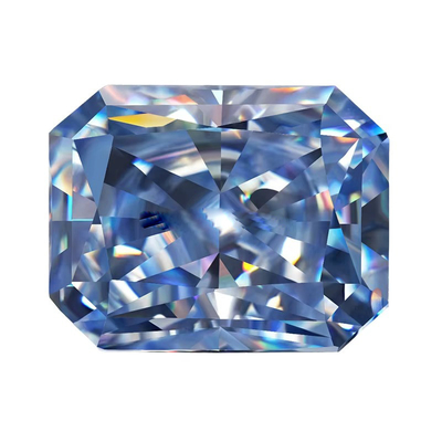 VVS 1ct Ice Crushed Radiant Cut Loose Moissanite Berlian Biru Melee Moissanite