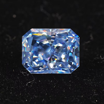 VVS 1ct Ice Crushed Radiant Cut Loose Moissanite Berlian Biru Melee Moissanite