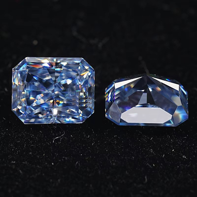 VVS 1ct Ice Crushed Radiant Cut Loose Moissanite Berlian Biru Melee Moissanite