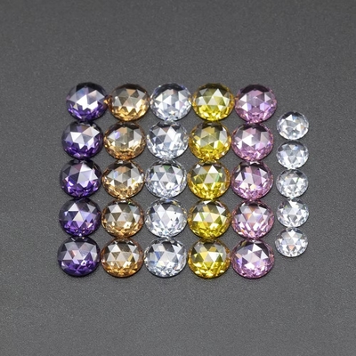 Rose Cut Cubic Zirconia moissanite Round Brilliant Cut Gemstone Pengolahan panas diterapkan