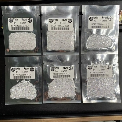 5A Kualitas 1000pcs/bag 1mm - 3.0mm Batu Permata Putih Kubic Zirconia Untuk Perhiasan