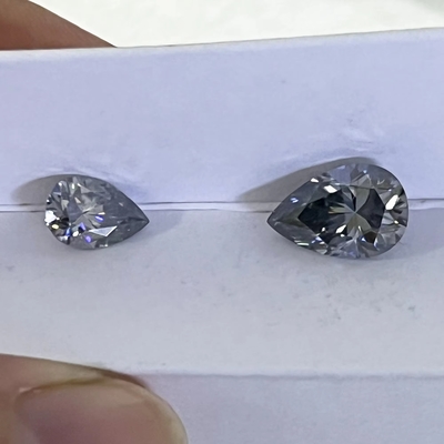 Grosir 0.5ct 1ct 2ct Gray Mossinate berlian Permata Gray Warna Oval Pear Potong longgar cincin pernikahan moissanite alami