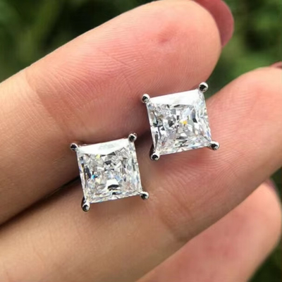 Earrings Stud Moissanite Diamond Heart Princess Asscher Cushion Bulat Berlian Potong Charles VVS Batu permata longgar