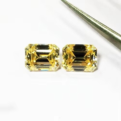 Moissanite Kuning Gem Radiant Cut GRA VVS Lolos Moissanite Berlian Untuk Emas Cincin