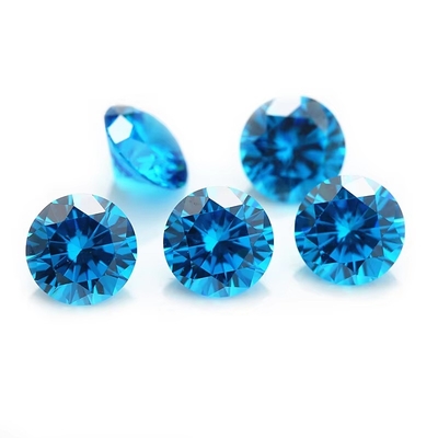 Grosir 3A Warna CZ Batu Bulat Potongan 3.0mm-9.0mm Kubik Lolos Moissanite Berlian Untuk Perhiasan Perak