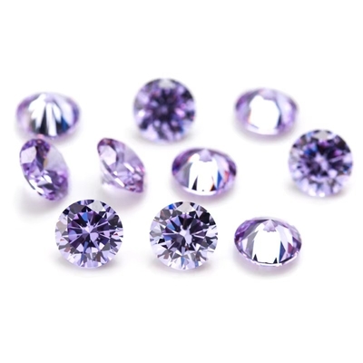 Grosir 3A Warna CZ Batu Bulat Potongan 3.0mm-9.0mm Kubik Lolos Moissanite Berlian Untuk Perhiasan Perak
