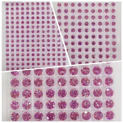 Sertifikat GRA Warna Pink 3mm hingga 12mm Moissanite Berlian VVS1 Bulat Berlian Potong Lolos Batu Moissanite