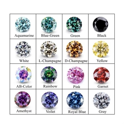 Grosir GRA Moissanite Gray Pink Yellow Champagne Blue Green Round Cut loose moissanite berlian untuk pembuatan perhiasan