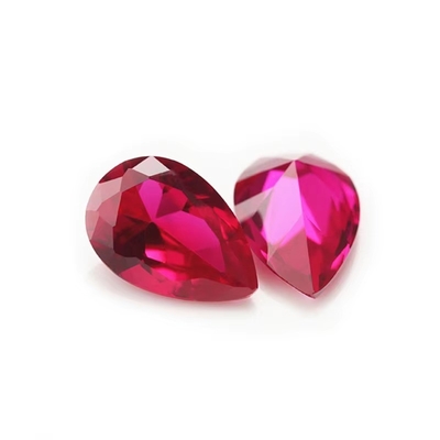 Gaya Vintage Ruby Moissanite Sintetis Corundum Pear Bentuk 2x3mm Sampai 10x14mm Batu permata longgar Untuk pembuatan perhiasan