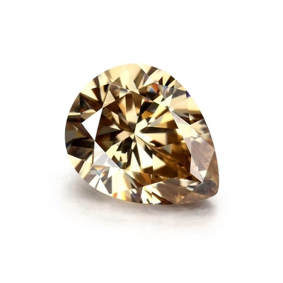 Synthetic Corundum Moissanite Diamond Light Yellow Champagne Pear Loose Moissanite Stones untuk cincin