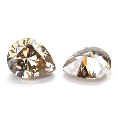 Synthetic Corundum Moissanite Diamond Light Yellow Champagne Pear Loose Moissanite Stones untuk cincin