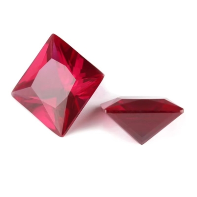 Princess Square Cut Synthetic Ruby 5# Corundum Loose Gemstone Moissanite Untuk Cincin Pertunangan