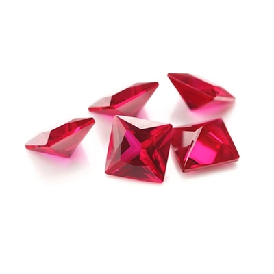 Princess Square Cut Synthetic Ruby 5# Corundum Loose Gemstone Moissanite Untuk Cincin Pertunangan