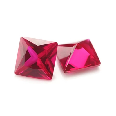 Princess Square Cut Synthetic Ruby 5# Corundum Loose Gemstone Moissanite Untuk Cincin Pertunangan