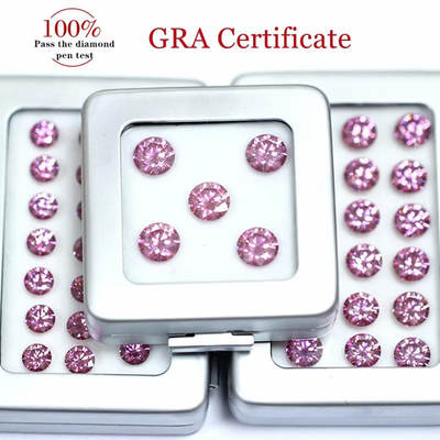 Pabrik Grosir Pink Moissanite Diamond Round Brilliant Cut 3.0mm-12.0mm VVS1 Batu moissanite longgar 4 karat cincin