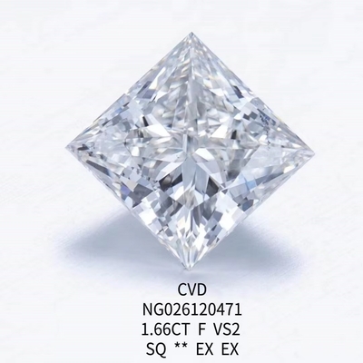 Sertifikat IGI NGIC Lab Diamond Princess Square Cut 1.66ct F VS2 Loose Hpht Cvd Diamond Moissanite