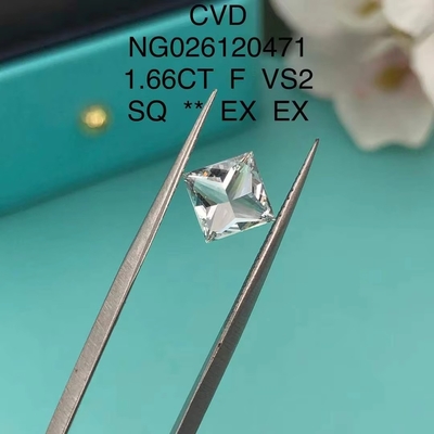 Sertifikat IGI NGIC Lab Diamond Princess Square Cut 1.66ct F VS2 Loose Hpht Cvd Diamond Moissanite