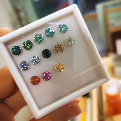 Sertifikat GRA 1ct Round Cut 6.5mm VVS1 Loose Moissanite Diamond in White Pink Yellow Champagne Blue Green untuk Perhiasan