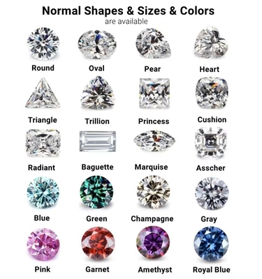 Sertifikat GRA 1ct Round Cut 6.5mm VVS1 Loose Moissanite Diamond in White Pink Yellow Champagne Blue Green untuk Perhiasan