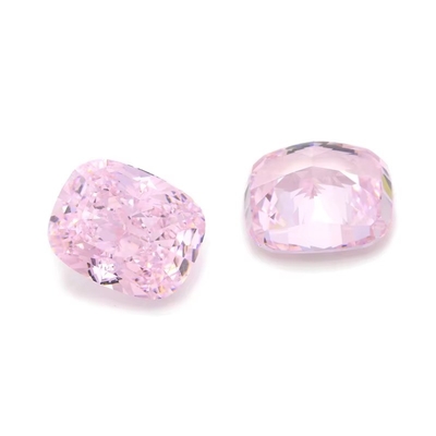 4k Iced Cut Cz Stones Warna Pink Bantal Bentuk 7x6mm 10x8mm Batu permata longgar Zirconia kubik sintetis