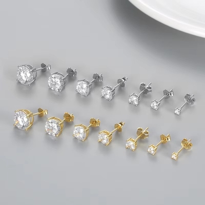 Earrings Fashion Korea Perhiasan Perak 925 Sterling Klasik Earrings Berlian Tunggal 2-10mm Earrings Zirconia Stud Untuk Wanita