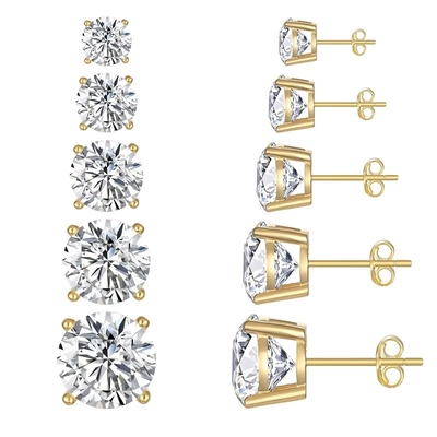 Earrings Fashion Korea Perhiasan Perak 925 Sterling Klasik Earrings Berlian Tunggal 2-10mm Earrings Zirconia Stud Untuk Wanita